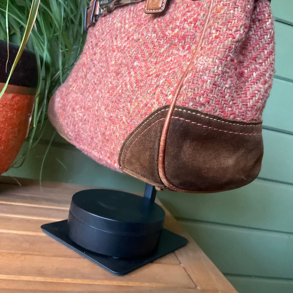 Coach Hampton Pink Tweed & Cognac Brown Leather EUC Vintage Y2K - Picture 4 of 11